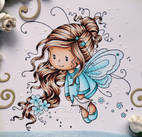 Girly fairy card in shades of aqua (image from Wee stamps)