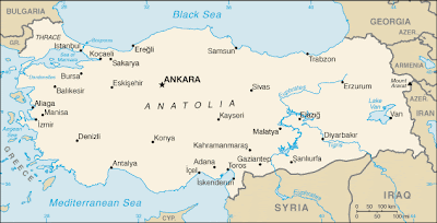 Basic printable map of Turkey