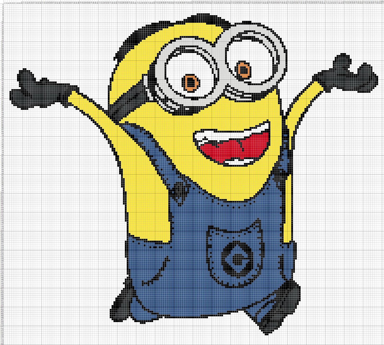 Gambar Pola Kristik Minions 2 Free Cross Stitch Pattern