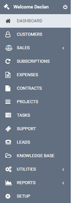 PHP CRM Software - menu