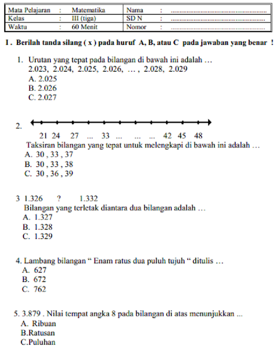 Soal Uas Matematika Kelas 7 Kurtilas