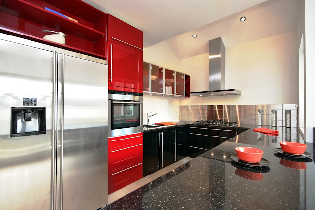 Model Desain Kitchen Sets Merah Minimalis Modern