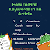 How to Find Keywords in an Article