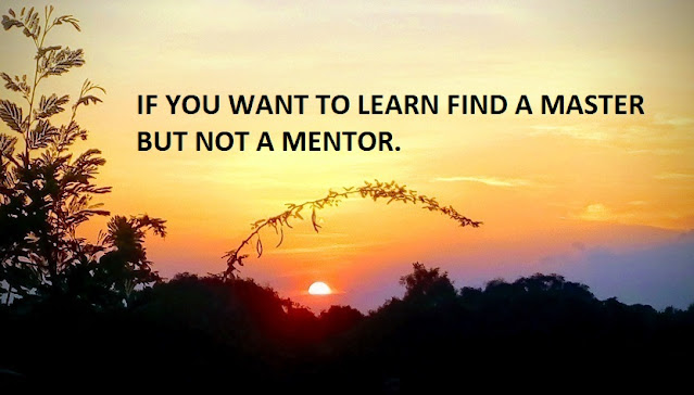 IF YOU WANT TO LEARN FIND A MASTER BUT NOT A MENTOR.