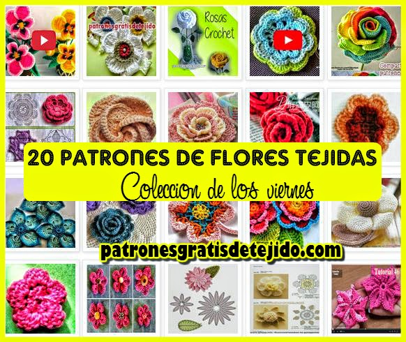 patrones en esquemas y videos de flores tejidas  gratis