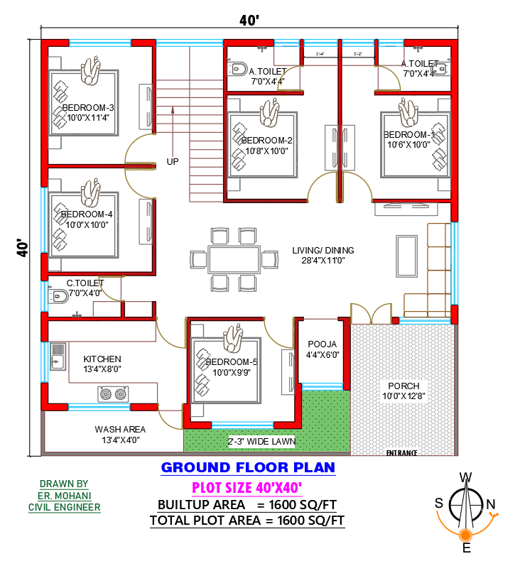 40x40 house plan