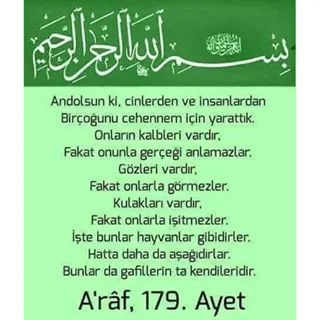 Araf Sûresi 179. Ayetini Açıklarmisiniz