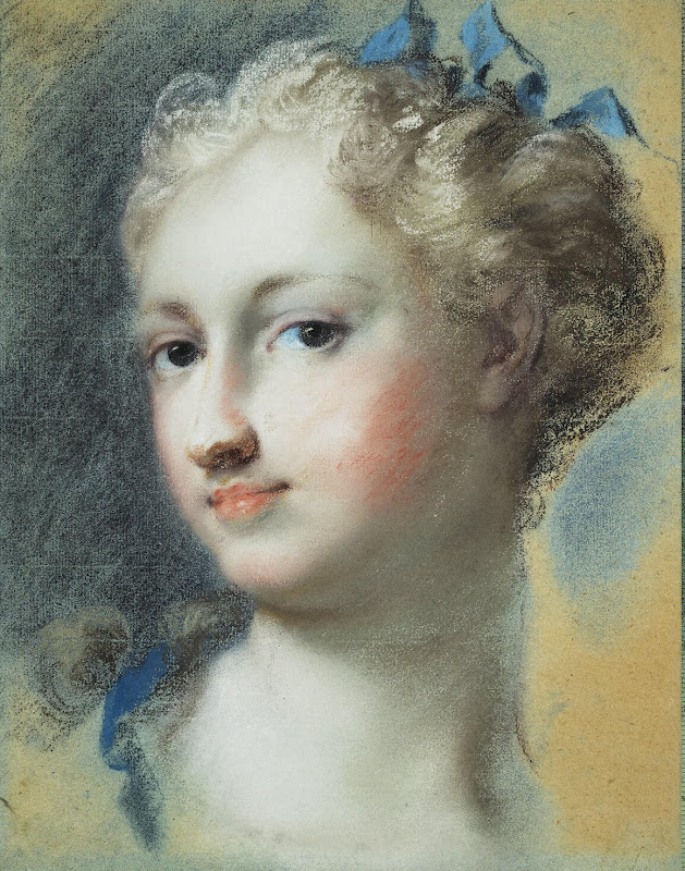 Head of a Fair-Haired Woman by Rosalba Carriera - Portrait Drawings from Hermitage Museum