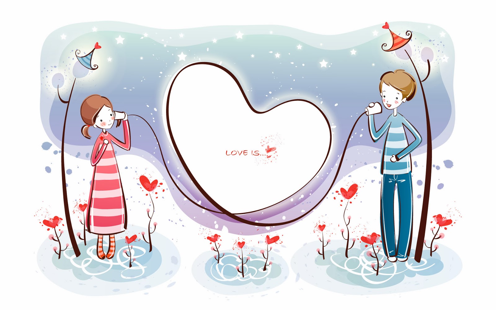 Maudyka Airyn Cartoon Vector Couple Lovers Wallpaper