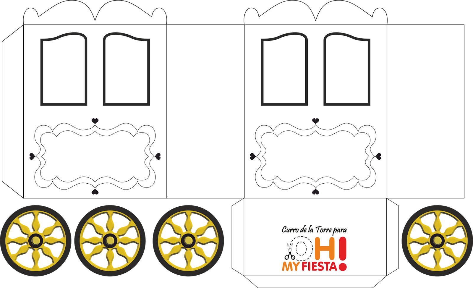 Molde o Plantilla para hacer Cajas con forma de Carruaje.