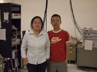 Caption: Jeanie Lau (left), an assistant professor of physics, seen with Feng Miao (right), her graduate student and first author of the research paper. Credit: Lau lab, UC-Riverside. Usage Restrictions: None.
