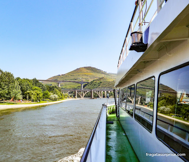 Passeio de barco de Peso da Régua a Pinhão no Rio Douro em Portugal