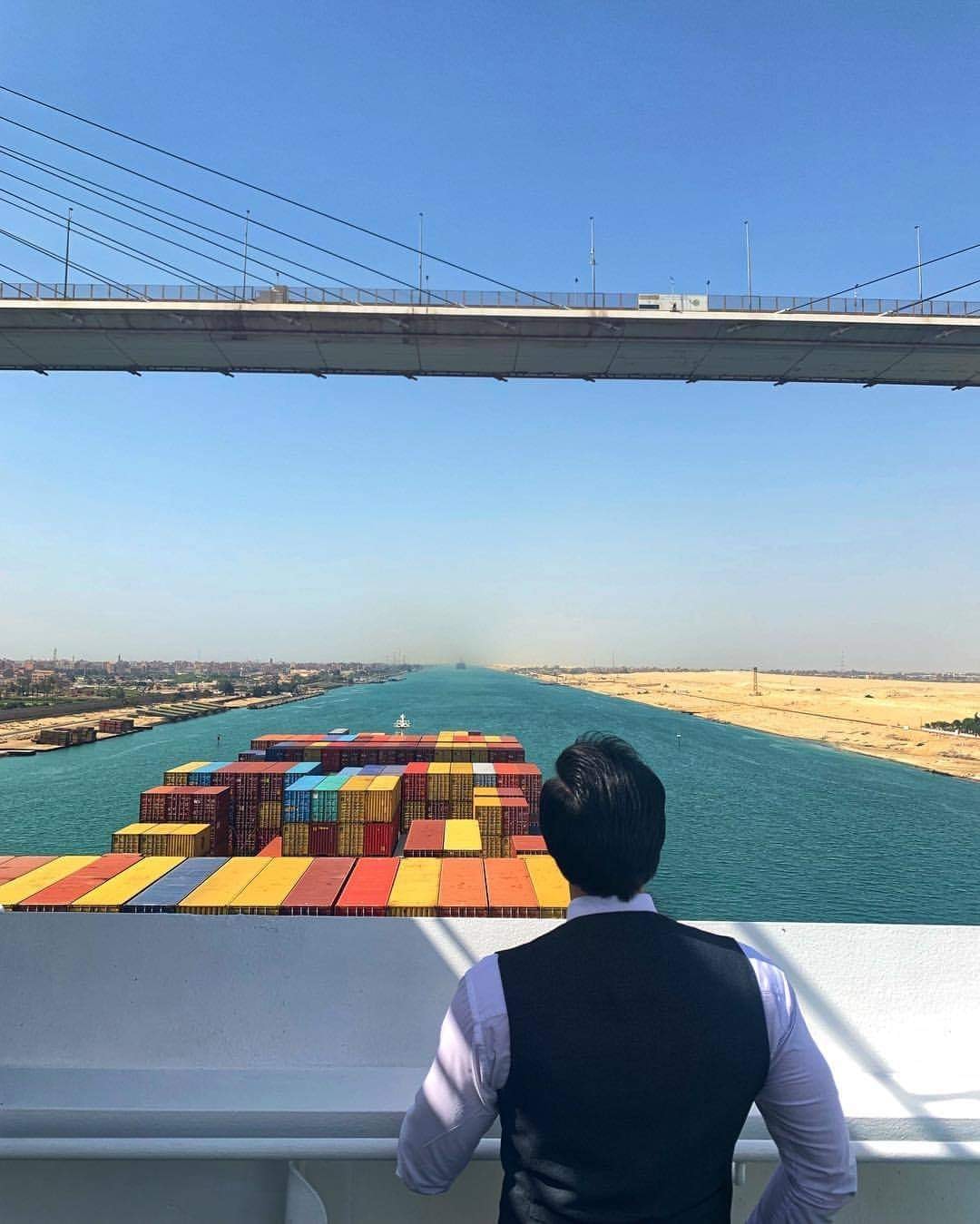 The joy of the crew of the Evergiven ship as it exits the Suez Canal