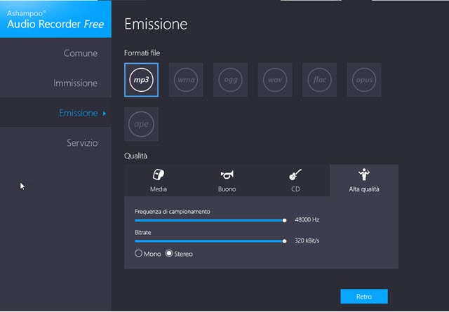 scheda emissione audio recorder