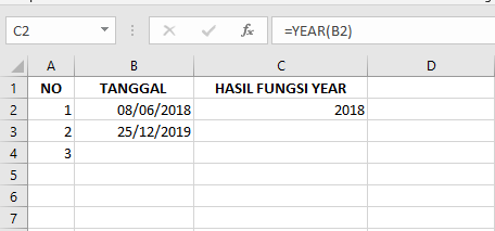 Tutorial dan Contoh Fungsi YEAR pada Microsoft Excel