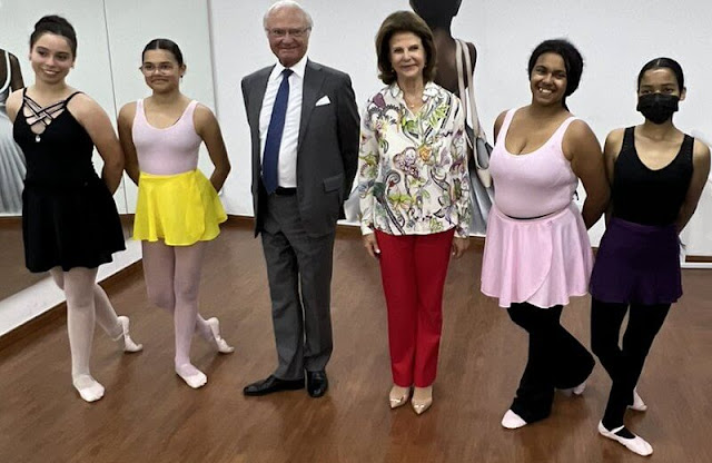 King Carl Gustaf, Queen Silvia and Princess Madeleine are currently working visit to Childhood Brasil in Sao Paulo