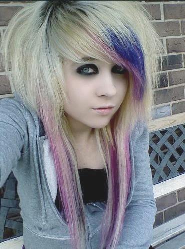 Blue pink and purple hair is a killer combination on bleach blonde scene