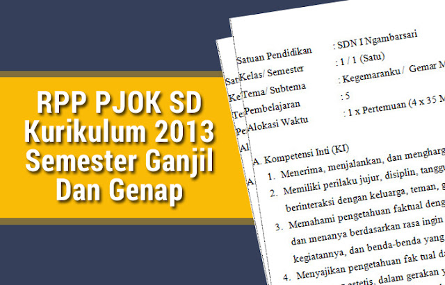 RPP PJOK SD Kurikulum 2013