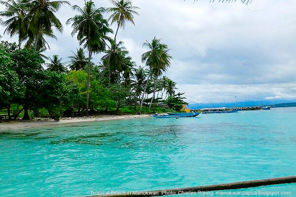 white sandy beach in Mansinam island of Manokwari