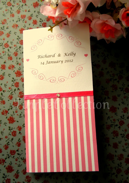 Pink Stripes Wedding Invitation Card, wedding invitation card, pink invitation card, pink wedding card, pink stripes