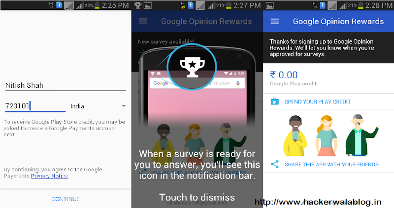 Google Opinion Reward India