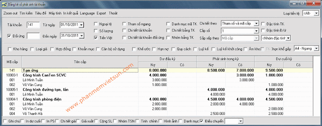 phần mềm quản lý tạm ứng theo công trình và nhân viên