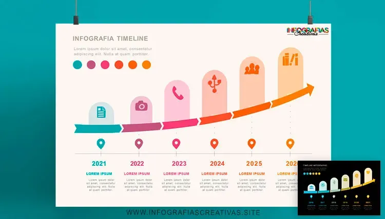 Timeline editable en PowerPoint con diseño minimalista