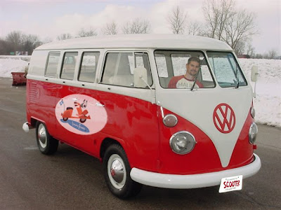 Here 39s my dream car an old school red and white VW bus