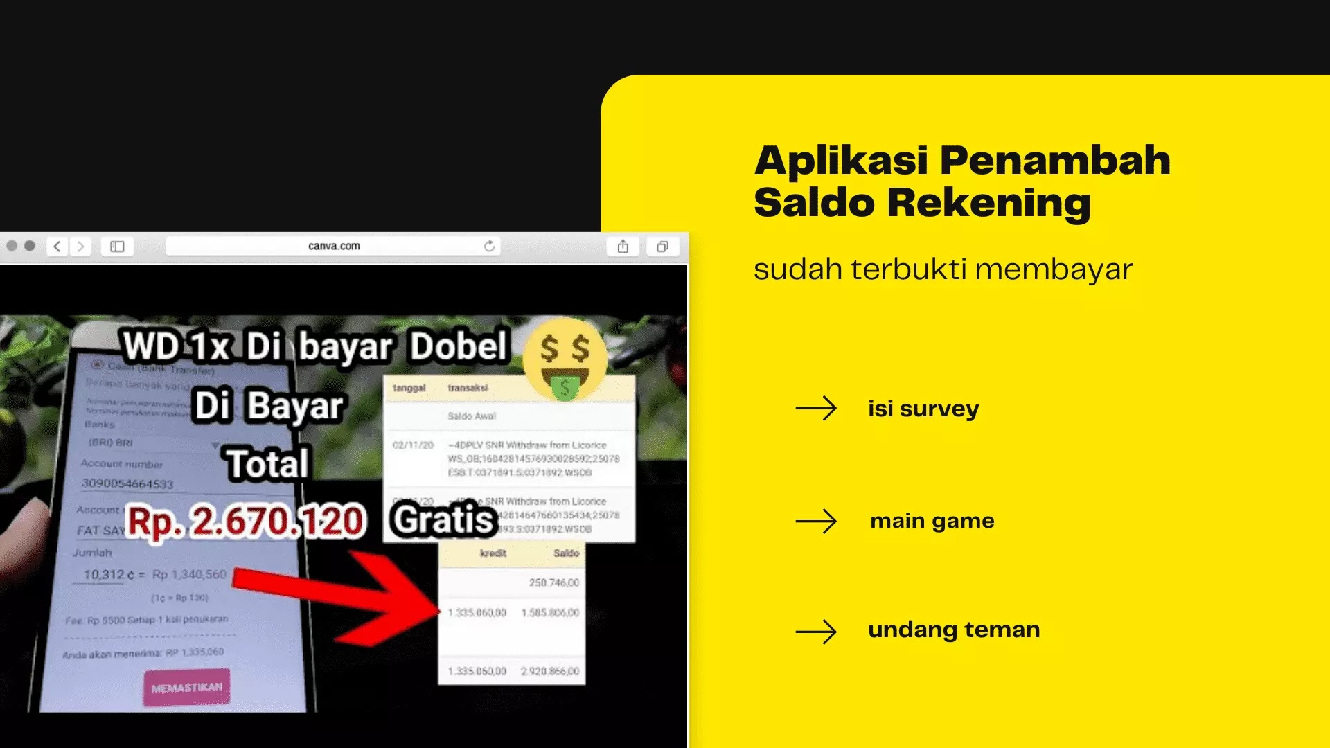 Aplikasi Penambah Saldo Rekening Gratis