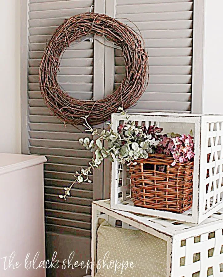 Louvered doors from Habitat Restore for a backdrop.