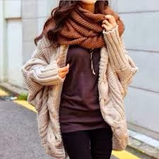 Loose Cardigan With Scarve