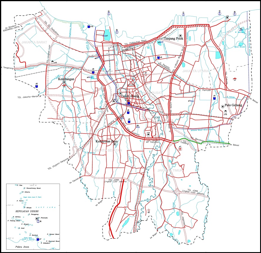 Peta Jakarta HD Lengkap Pusat Barat Timur Utara dan 