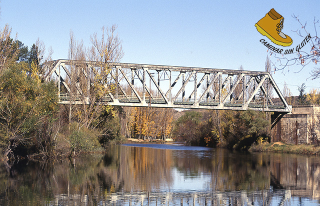 Puente de hierro del ferrocarril sobre río Duero en Soria