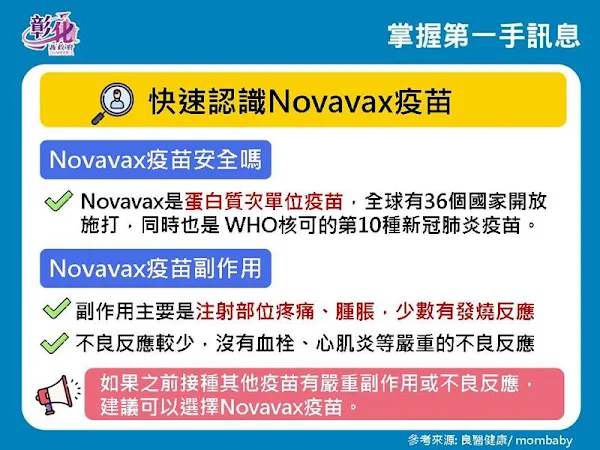 ▲快速認識Novavax疫苗。（圖／彰化縣政府提供）