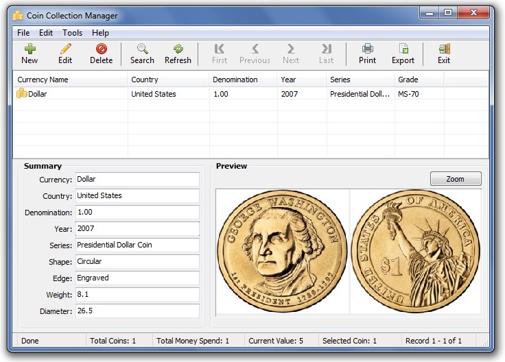 Coin Collection Manager 1.0