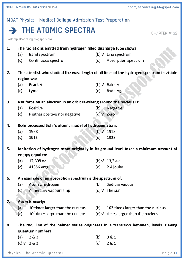 mcat-physics-the-atomic-spectra-mcqs-for-medical-entry-test