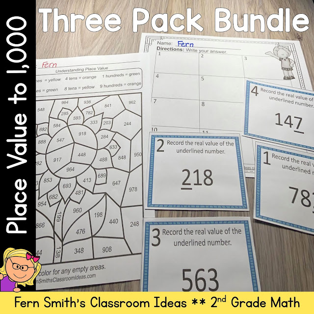 Click Here to Download This 2nd Grade Go Math 2.5 Place Value to 1,000 Bundle of Task Cards, Center Games, and Color By Numbers