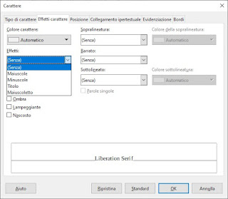 carattere LibreOffice