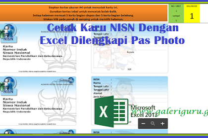 Cetak Karu NISN Dengan Excel Dilengkapi Pas Photo