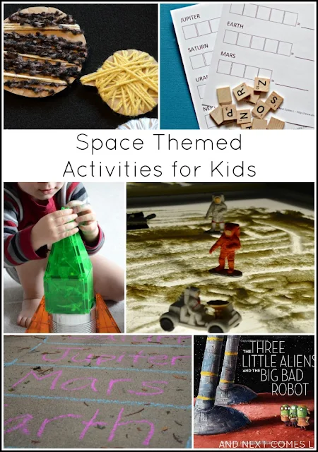 Outer space themed activities for kids - perfect for preschool and kindergarten kids! from And Next Comes L