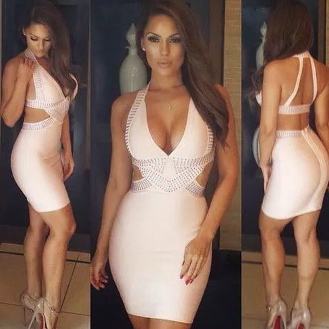 Sexy halter bodycon party dress with openings