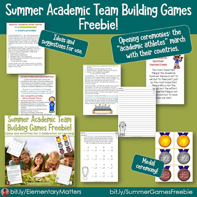 A Few Summer Freebies! This post shares 6 different freebies that can be used at the end of the school year, during summer school, or in the early days of autumn!