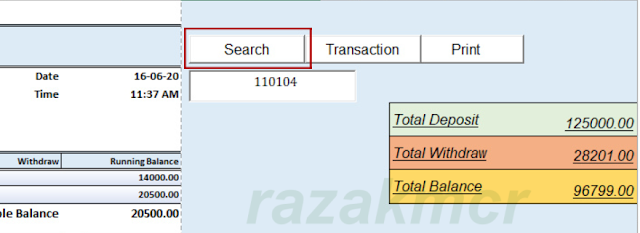 Create Deposit And withdrawal Transaction form Multipage Excel VBA