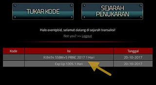 Tukar Kode (Redeem Code) PB Garena Grand Final PBNC 2017
