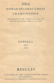 Primera página del libro del III Campeonato Mundial Universitario de Ajedrez - Uppsala 1956