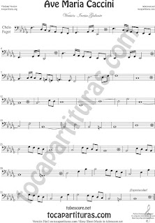  Violonchelo y Fagot Partitura del Ave María de Caccini Sheet Music for Cello and Bassoon Music Scores