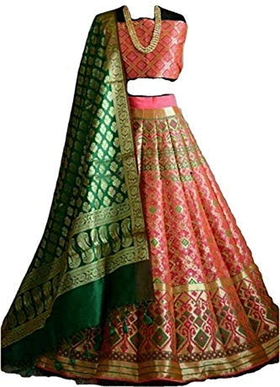 lehenga choli for 18 year girl amazon Ekta Textiles Women's Wedding Special Semi Stiched Blue Heavy Banarasi Silk Lehenga Choli With Banarasi Duptta (Priyanshi)