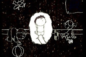 En la viñeta aparece un niño autista dentro de un haz de luz que lo separa del resto de niños que juegan