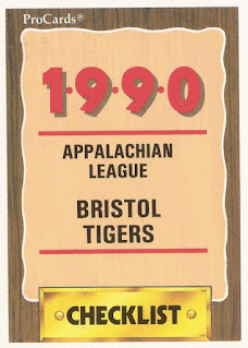 Bristol Tigers 1990 checklist card