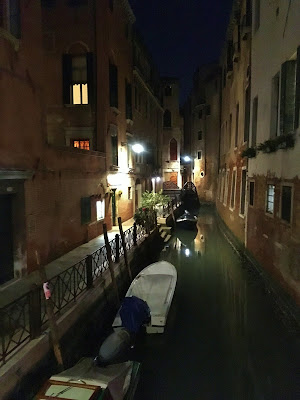 The quiet back canals of Venice at night, Venice, Italy